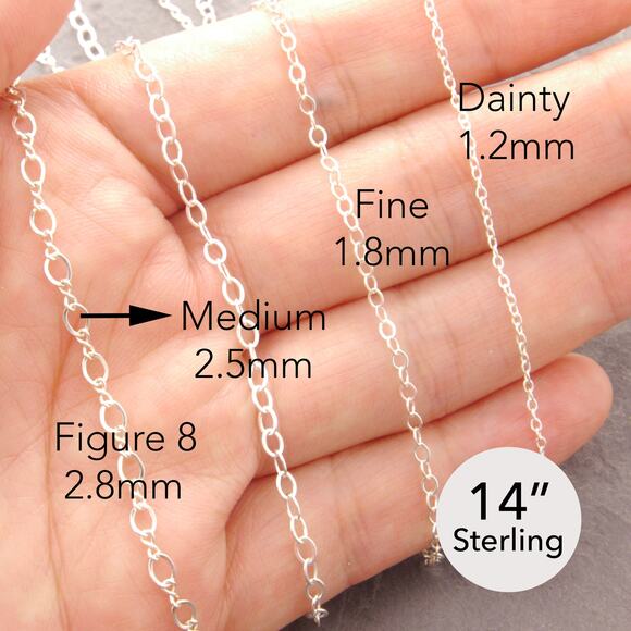 Megu's Attic Jewelry - 14” Sterling Silver Chain Necklace, thick chain, silver choker, 36-1sm-sp